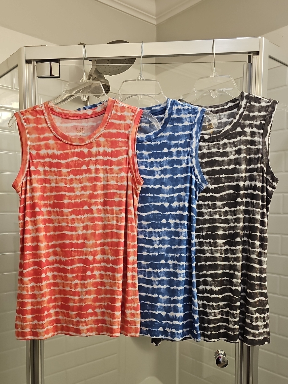 Belle Body by Kim Gravel Tie-Dye Stripe Muscle Tank. Bundle Of (3). NWOT.